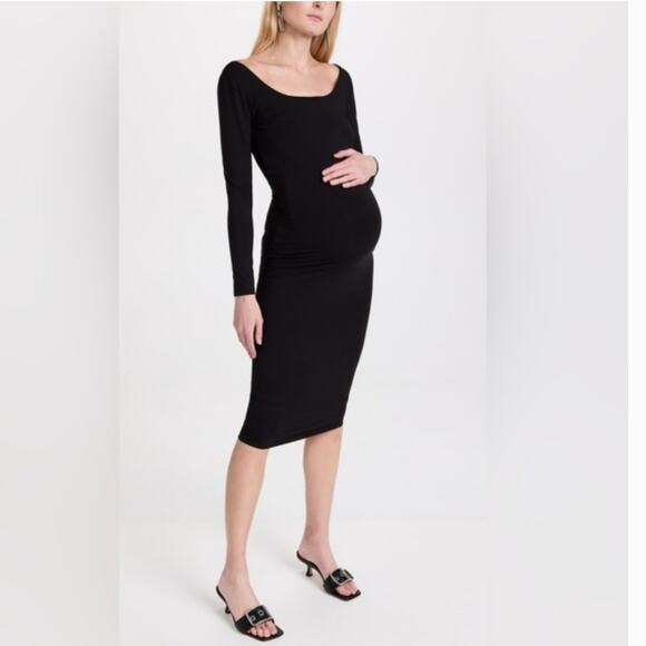 HATCH Black Scoop Neck Long Sleeve Bodycon Maternity Dress Size Medium - Picture 1 of 8